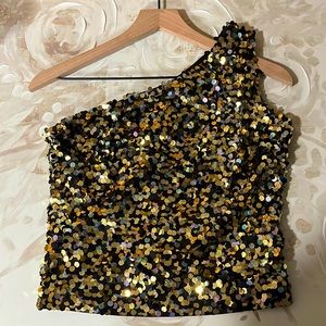 Sparkly one shoulder